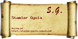 Stamler Gyula névjegykártya